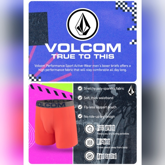 NWT Volcom Mens Boxer Briefs 4Pk Poly Spandex Performance Lmtd Edition S M L XL - Picture 8 of 11